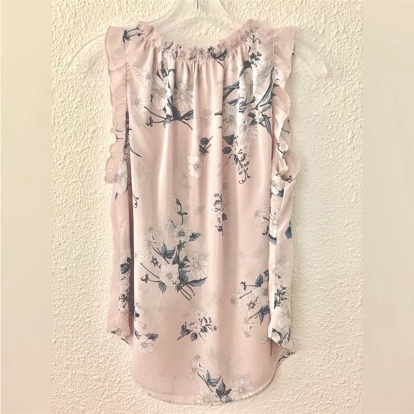 MISA Los Angeles Veneda Pink Floral Sleeveless Ruffle Top - Picture 4 of 9
